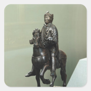 Pegatina Cuadrada Estatua ecuestre de Carlomagno