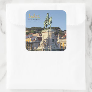 Pegatina Cuadrada Estatua ecuestre del Rey José I, Lisboa