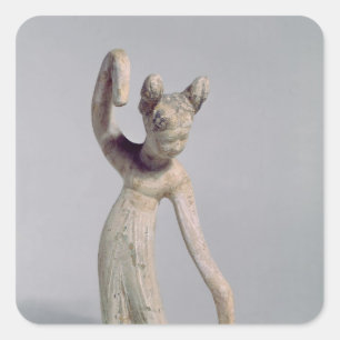 Pegatina Cuadrada Estatua funeraria de una bailarina, Dinastía Tang