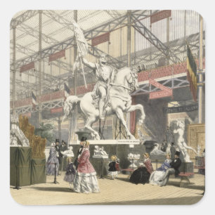 Pegatina Cuadrada Estatuas en la sección de Bélgica del gran Exhib