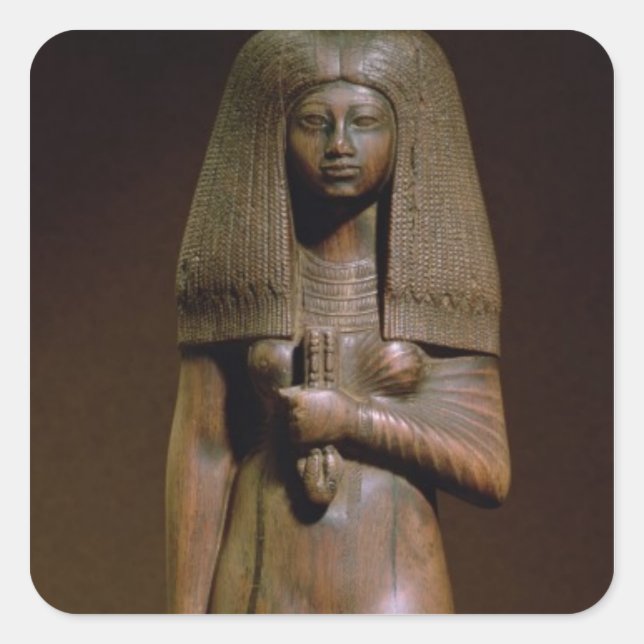 Pegatina Cuadrada Estatueta de la Tuya, cabeza del harem de Min, N (Anverso)