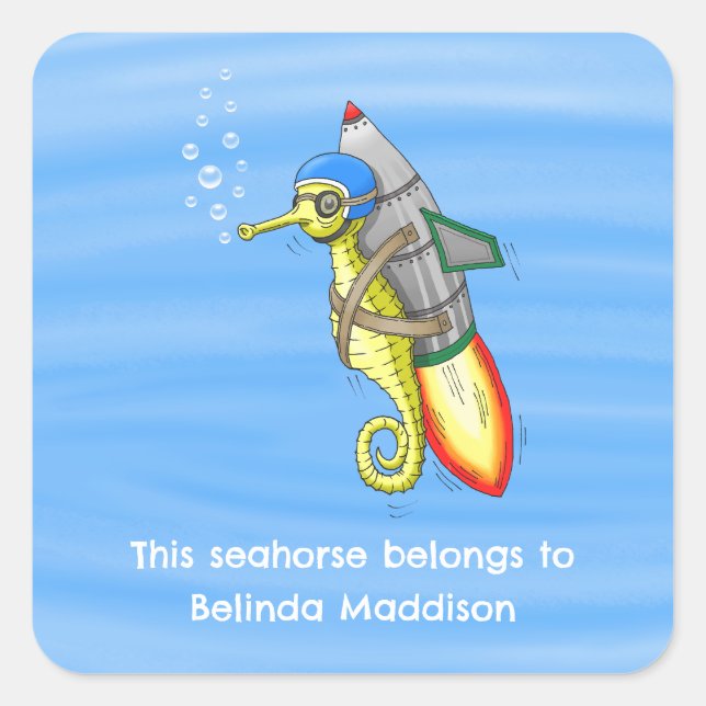 Pegatina Cuadrada Este caballito de mar pertenece a (Anverso)
