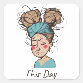 Pegatina Cuadrada Este día | Pasar un tiempo difícil