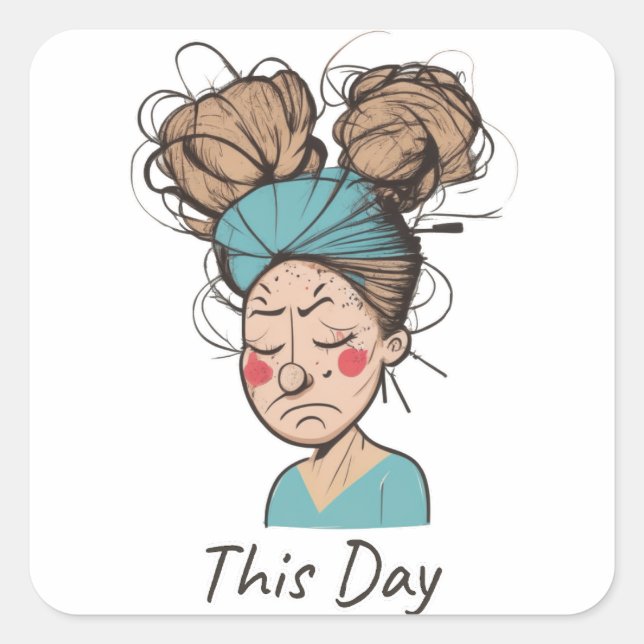 Pegatina Cuadrada Este día | Pasar un tiempo difícil (Anverso)