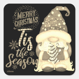 Pegatina Cuadrada Este es el gnomo de los navidades graciosos de la 