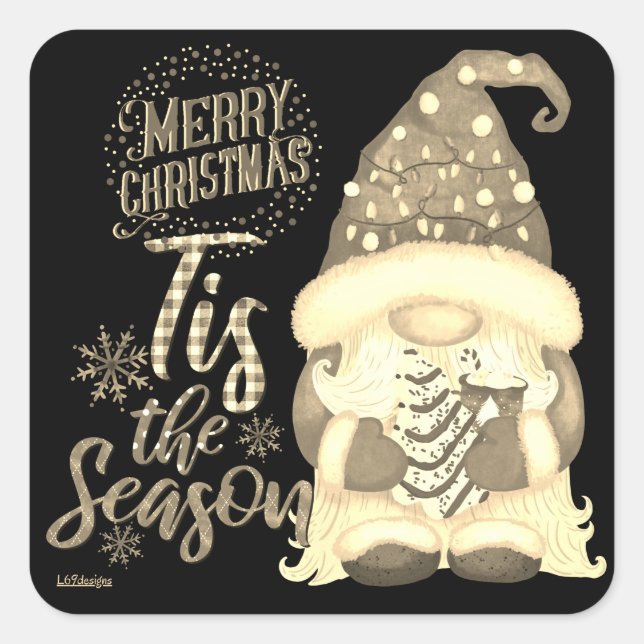 Pegatina Cuadrada Este es el gnomo de los navidades graciosos de la  (Anverso)