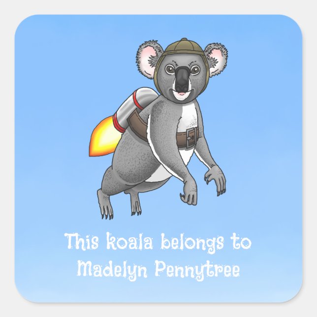 Pegatina Cuadrada Este koala pertenece a (Anverso)