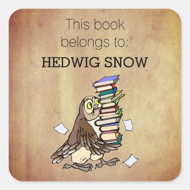 Pegatina Cuadrada Este libro personalizado pertenece al libro de búh (Anverso)