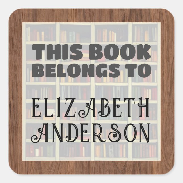 Pegatina Cuadrada Este Libro Pertenece A (Anverso)