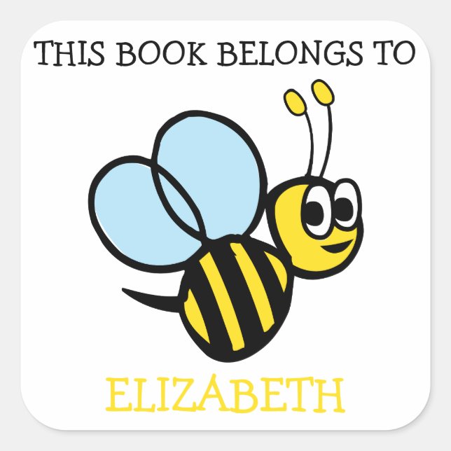 Pegatina Cuadrada Este Libro Pertenece A Bumblebee Personalizado (Anverso)