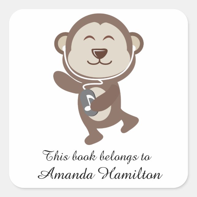 Pegatina Cuadrada Este libro pertenece a Cute Dancing Bear (Anverso)