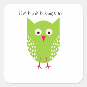 Pegatina Cuadrada Este libro pertenece a… (el búho verde)