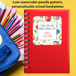 Pegatina Cuadrada Este Libro Pertenece A I Back To School Bookplate