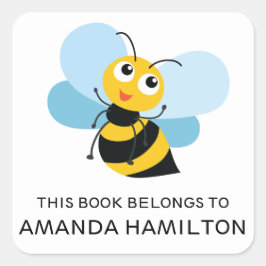 PEGATINA CUADRADA ESTE LIBRO PERTENECE A LA ABEJA AMARILLA