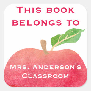 Pegatina Cuadrada Este Libro Pertenece A La Apple Personalizada Del