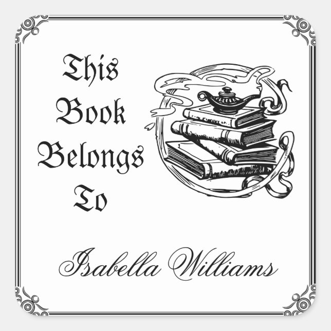 Pegatina Cuadrada Este libro pertenece a la placa de desplazamiento  (Anverso)