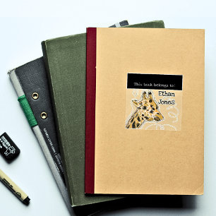 Pegatina Cuadrada Este Libro Pertenece A La Portada De La Girafa.