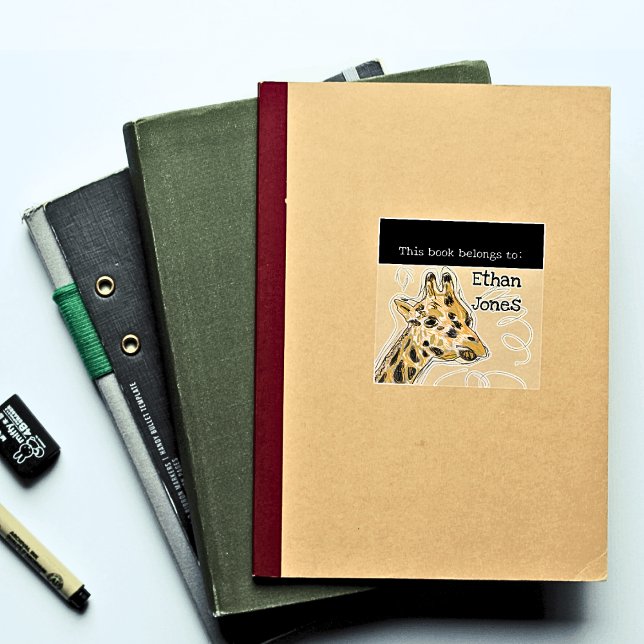 Pegatina Cuadrada Este Libro Pertenece A La Portada De La Girafa. (Subido por el creador)