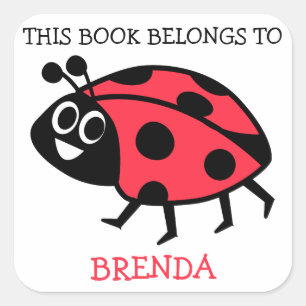 Pegatina Cuadrada Este Libro Pertenece A Ladybug Personalizado