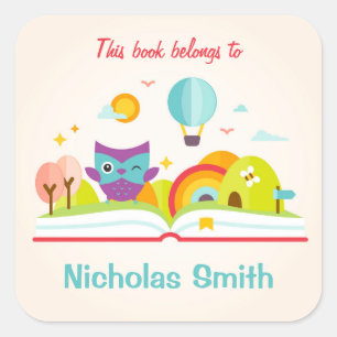 Pegatina Cuadrada Este libro pertenece a las etiquetas, placa de peg