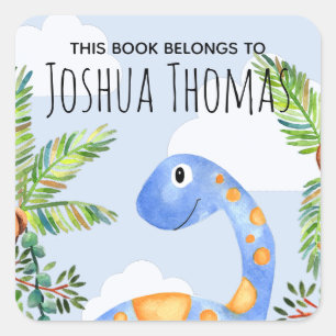 Pegatina Cuadrada Este libro pertenece a los dinosaurios azules y a 