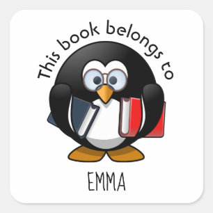 Pegatina Cuadrada Este libro pertenece a (nombre de inserción)