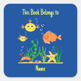 Pegatina Cuadrada Este Libro Pertenece A. Personalización de Pegatin