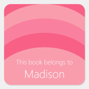 Pegatina Cuadrada Este Libro Pertenece A Rayas Rosadas Blancas Nombr