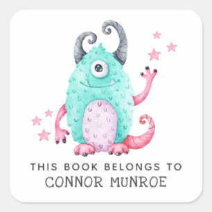 Pegatina Cuadrada Este libro pertenece a un monstruo lindo