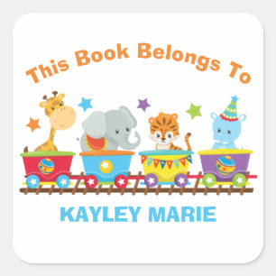 Pegatina Cuadrada Este Libro Pertenece A Un Tren Animal Circus Para