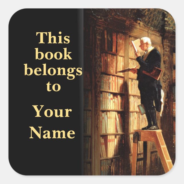 Pegatina Cuadrada Este libro pertenece al hombre de la biblioteca (Anverso)