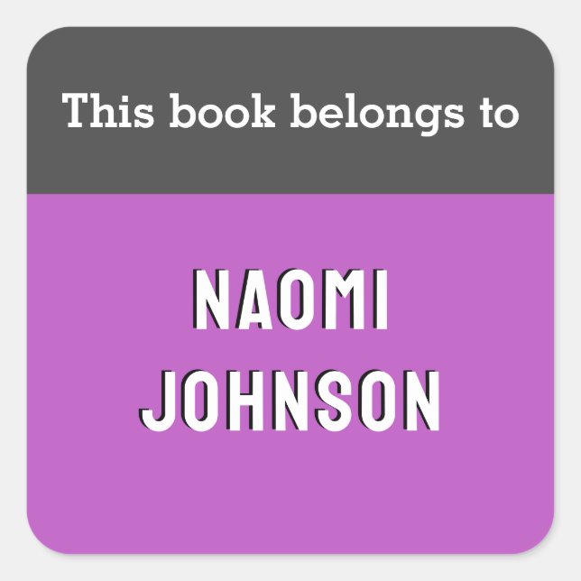 Pegatina Cuadrada Este Libro Pertenece Al Personalizado Magenta Mora (Anverso)
