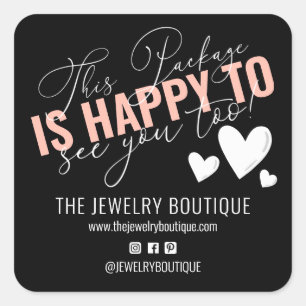 Pegatina Cuadrada Este paquete es feliz de verte también corazón Ets