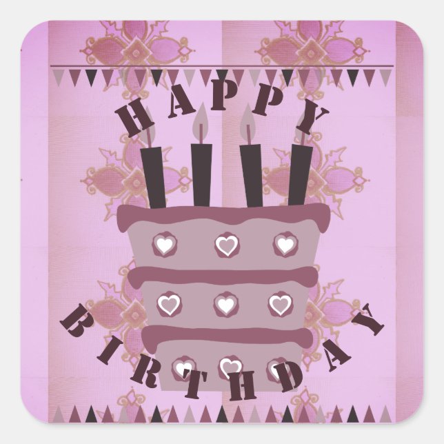 Pegatina Cuadrada Estén Bendecidos Que Tengas Muchos Más Felices Cum (Anverso)