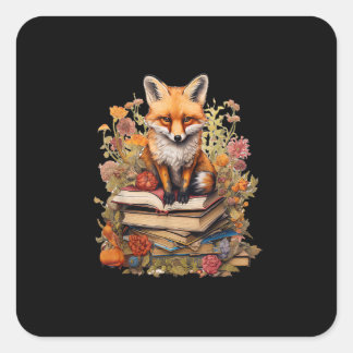 Pegatina Cuadrada Estética Cottagecore Amante de Libros Goblincore C