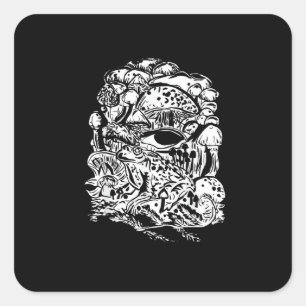 Pegatina Cuadrada Estética Cottagecore Rana Hongos Goblincore Cre