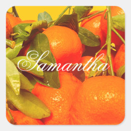 Pegatina Cuadrada Estética de fruta Naranja suave