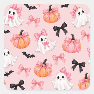 Pegatina Cuadrada Estética espeluznante y femenina de Halloween