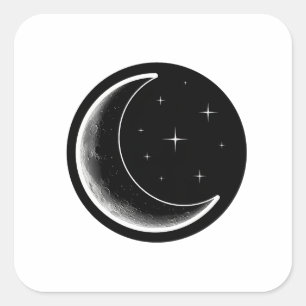 Pegatina Cuadrada Estética lunar minimal oscura