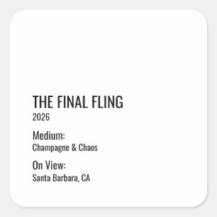 Pegatina Cuadrada Estética Minimalista de Soltera Limpia Museo