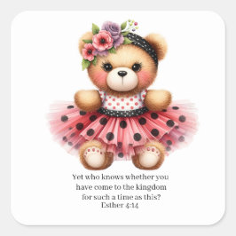 Pegatina Cuadrada Esther 4:14 Girly Bear Stickers