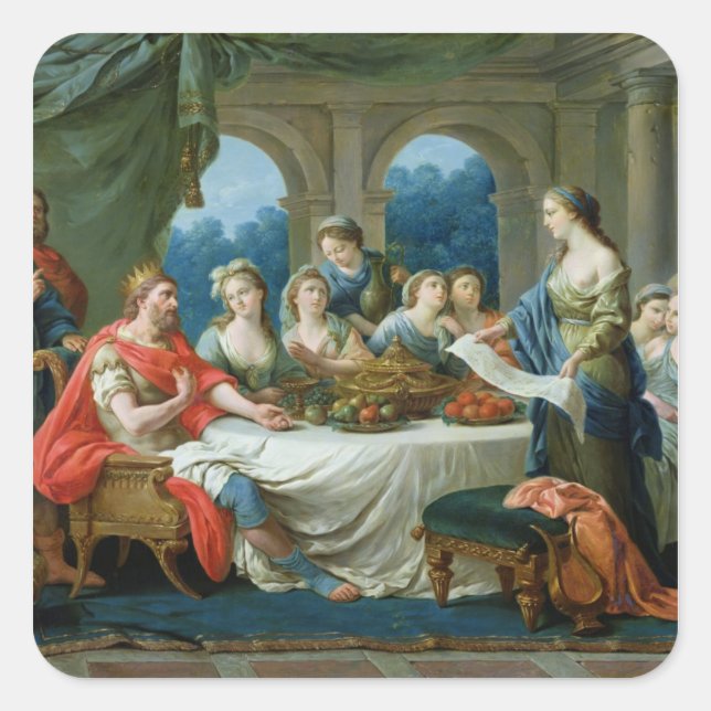 Pegatina Cuadrada Esther y Ahasuerus, c.1775-80 (Anverso)