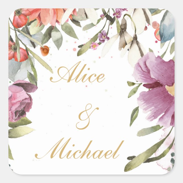 Pegatina Cuadrada Estigadores personalizados en oro (Anverso)