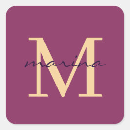 Pegatina Cuadrada Estilis y monogramado personalizado