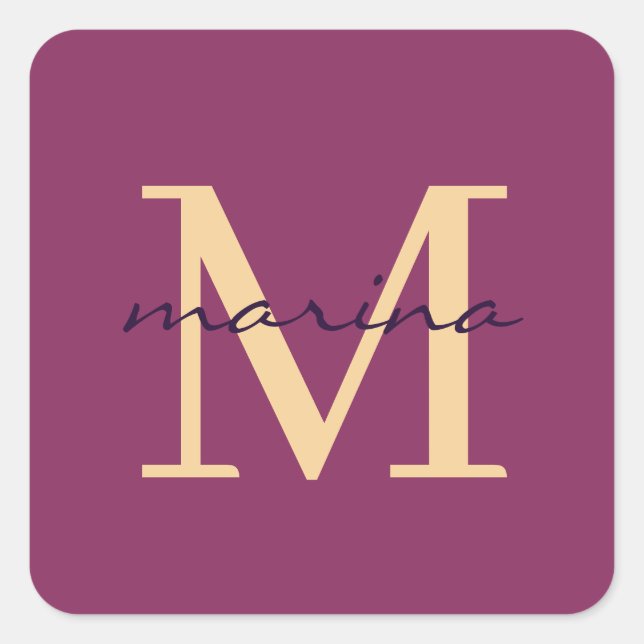 Pegatina Cuadrada Estilis y monogramado personalizado (Anverso)