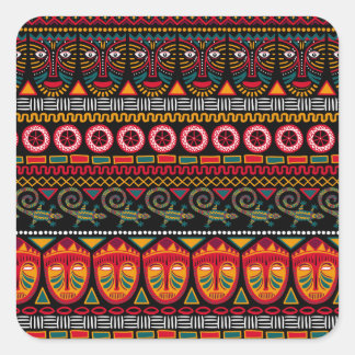 Pegatina Cuadrada Estilo Africano: Decorativo Patrón Delicioso.
