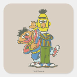 Pegatina Cuadrada Estilo clásico Bert y Ernie