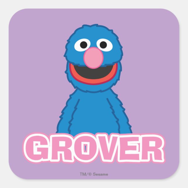 Pegatina Cuadrada Estilo Clásico de Grover (Anverso)