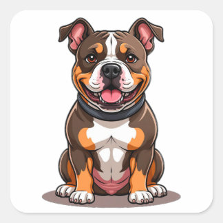 Pegatina Cuadrada Estilo de cachorro lindo American Bully