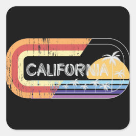 Pegatina Cuadrada Estilo de calle retro de California